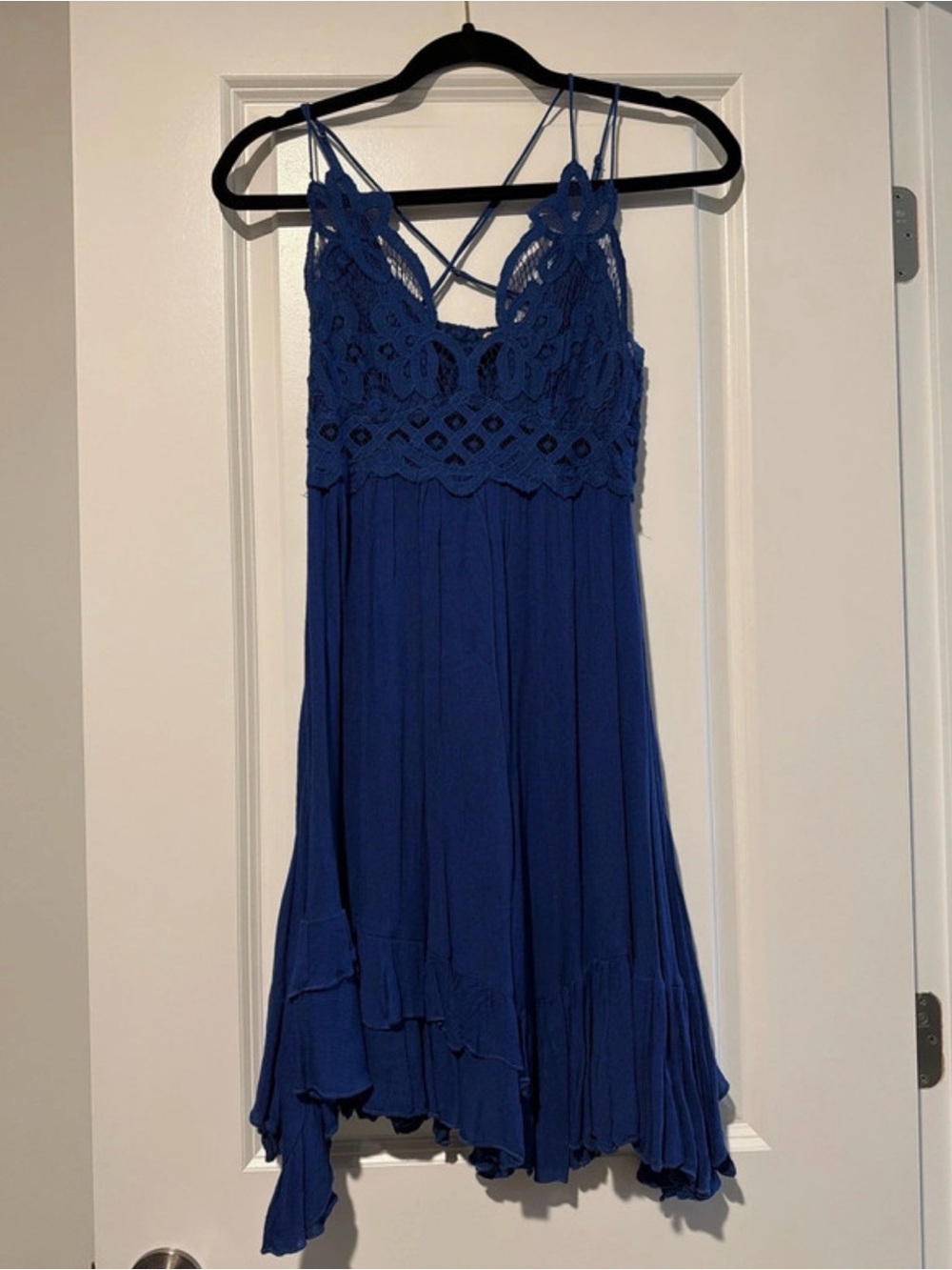 Free people blue lace mini dress